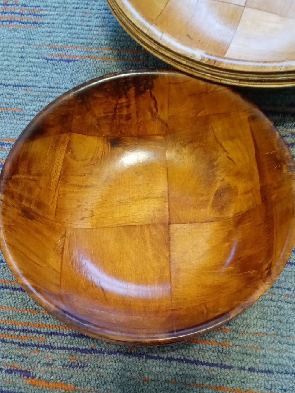 Handcrafted Wooden Dinner Bowls in Honey Brown - Set of 6 - Picture 3 of 5